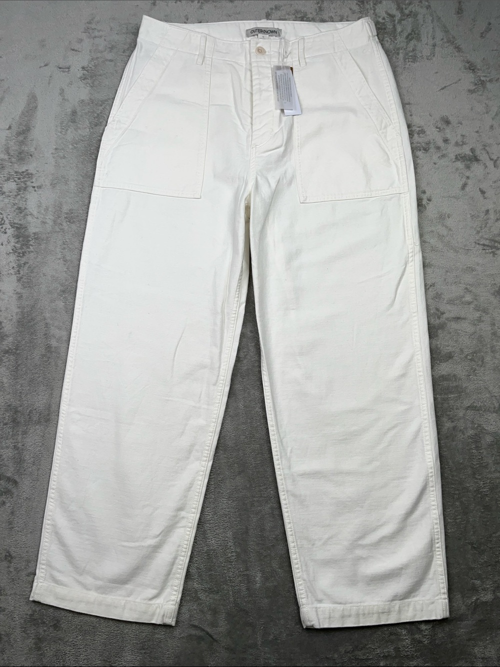 NEW Outerknown 32 Women's White Organic Cotton Chinos Adjustable Waist